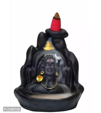 Kavya Craft Adiyogi Shiv Mahakal Backflow Smoke Fountain Decorative Showpiece 10 Free Smoke Backflow Scented Cone Incenses-thumb0