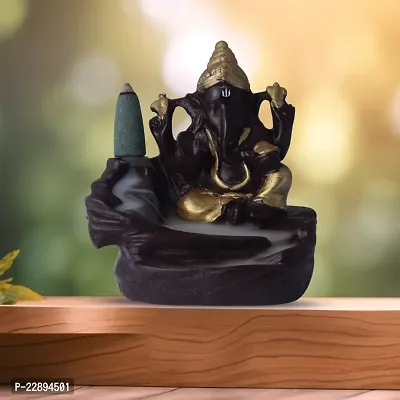 Kavya Craft Lord Ganesha Backflow Smoke Fountain Decorative Showpiece 20 Free Smoke Backflow Scented Cone Incenses-thumb0