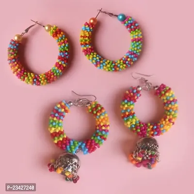 Trendy Alloy Artifical Beads Studs Earrings for Women and Girls-thumb0