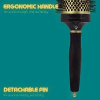 Scarlet Line Professional Extra Large Ceramic Barrel Heat Reminder Hot Curling Round Hair Brush For Men And Women, Black and Golden Color, 58 mm-thumb4