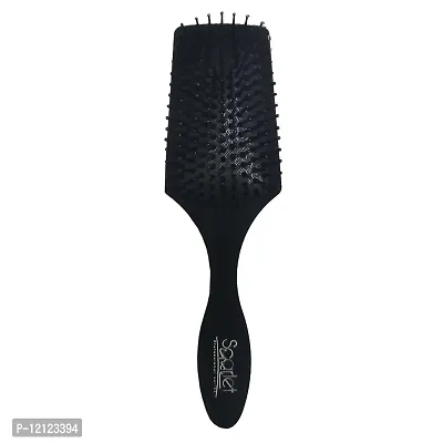 Scarlet Line Large Paddle Hair Brush with Plastic Handle, Air Cushion Paddle Brush with Ball Tip Nylon Bristles Styling n Straightening_Black Color