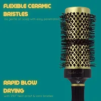 Scarlet Line Professional Extra Large Ceramic Barrel Heat Reminder Hot Curling Round Hair Brush For Men n Women_Black n Golden-thumb2