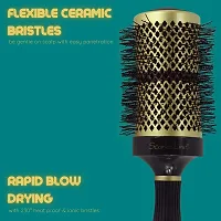 Scarlet Line Professional Extra Large Ceramic Barrel Heat Reminder Hot Curling Round Hair Brush For Men And Women, Black and Golden Color, 58 mm-thumb1