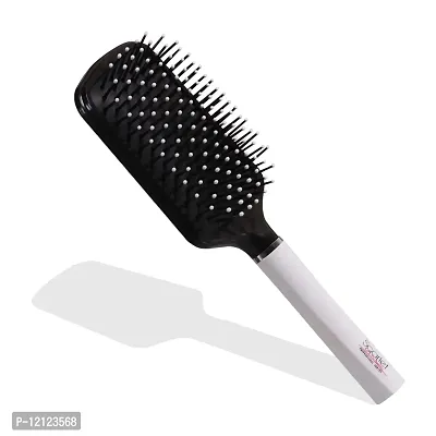 Scarlet Line Large Paddle Hair Brush with Plastic Handle, Air Cushion Paddle Brush with Ball Tip Nylon Bristles Styling n Straightening_Black n White