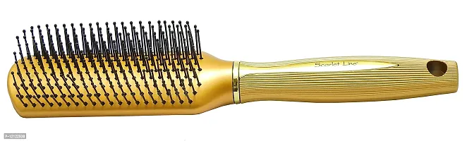 Scarlet Line Professional 9 Rows Medium Styling Flat Hair Brush with Anti Slip Grip Lines on Handle for Men and Women, Copper Golden-thumb2