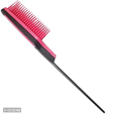 Hair Line Professional 5 Row Comb Durable n Flexible Tame n Tease Rat Tail Comb for Styling, Back Combing, Detangling, Sectioning n Volumizing_Pink-thumb0