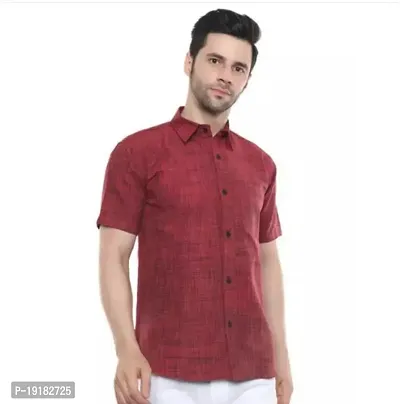 Reliable Cotton Red Short Sleeves Casual Shirt For Men-thumb0