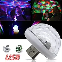 Snowpearl USB Mini DJ Party Light Disco Bulb LED Small Magic Ball LED Home DJ Stage Colourful Strobe RGB Lamp for Decorations Home, Car etc (Set of 1, Assorted Colour)-thumb1