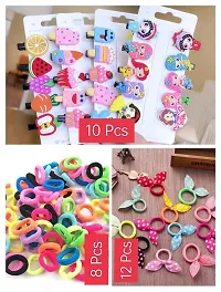 Snowpearl 30 Pieces Kids Hair Accessories Combo - Unicorn Mix Design Hair Clips | Mini Rubber Band | Rabbit Rubber Band - Multicolor-thumb1