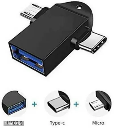 2 in 1 Metal OTG Adapter, USB 3.0 to Type-C with Micro-USB Port Converter, High Speed Data Transfer Adapter for All Android  Type-C Smartphone, 01 Piece-thumb0