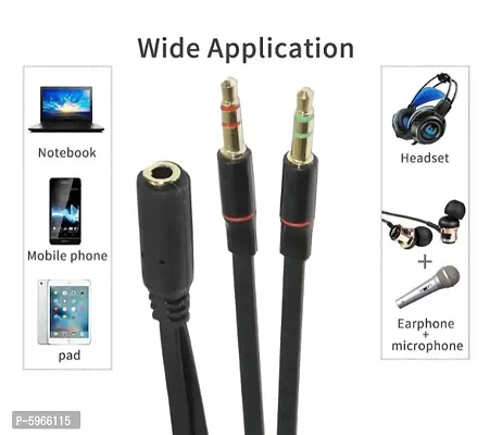Snowpearl 3.5MM Headphone Earphone 2 Male to 1 Female Mic Audio Cable Connector Jack Mic and Headphone Audio Cable Kit-thumb0