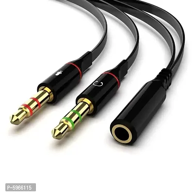 Snowpearl 3.5MM Headphone Earphone 2 Male to 1 Female Mic Audio Cable Connector Jack Mic and Headphone Audio Cable Kit-thumb3