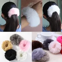 03 Pieces Spiral Stretch Ponytail Holder Telephone Wire Unbreakable Rubber Band | 03 Pieces Fur Fluffy Elastic Hair Band, Faux Ponytail Holders | Combo of 06 Pieces Hair Accessories for Girls and Women-thumb3