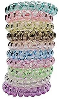 03 Pieces Spiral Stretch Ponytail Holder Telephone Wire Unbreakable Rubber Band | 03 Pieces Fur Fluffy Elastic Hair Band, Faux Ponytail Holders | Combo of 06 Pieces Hair Accessories for Girls and Women-thumb1