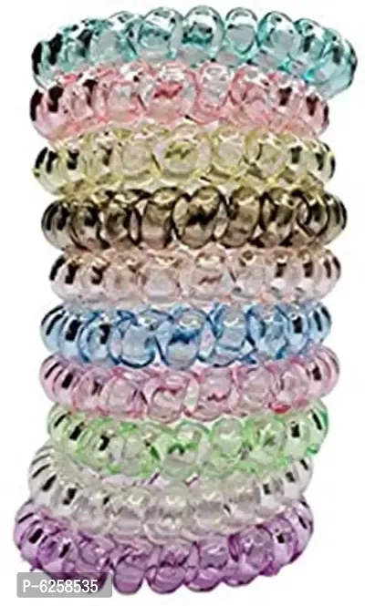03 Pieces Spiral Stretch Ponytail Holder Telephone Wire Unbreakable Rubber Band | 03 Pieces Fur Fluffy Elastic Hair Band, Faux Ponytail Holders | Combo of 06 Pieces Hair Accessories for Girls and Women-thumb2