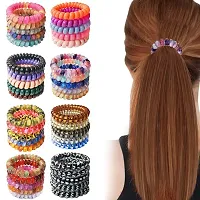 03 Pieces Spiral Stretch Ponytail Holder Telephone Wire Unbreakable Rubber Band | 03 Pieces Fur Fluffy Elastic Hair Band, Faux Ponytail Holders | Combo of 06 Pieces Hair Accessories for Girls and Women-thumb2