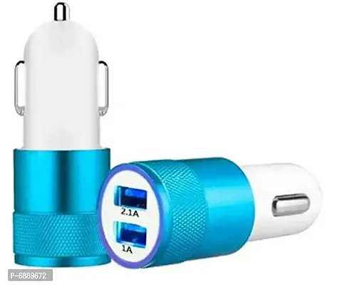 Car Charger Dual USB Smart Port Charger Compatible for All Android, iOS, Window, Apple Device (Multicolour) Dual Output, Fast Charging-thumb0