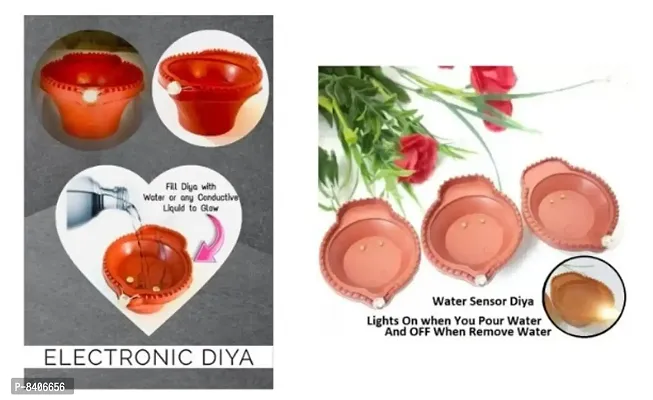 Water Sensor Led Diyas with Water Sensing Technology E-Diya - Set of 06 Pieces-thumb2