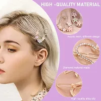 04 Piece Korean Style Pearl Flower Metal Hair clips, Plastic Pearl Barrettes Hairpin for Women  Girls (Multicolor)-thumb4