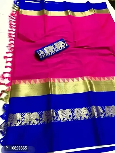 hathi elephant border cotton silk saree-thumb0