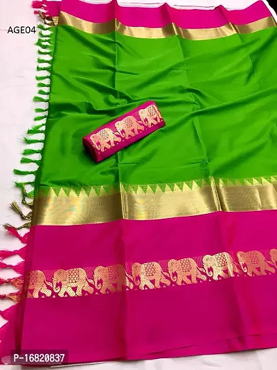 hathi elephant border cotton silk saree-thumb0