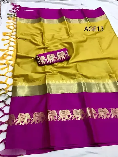 Trending Cotton Silk Saree without Blouse piece 