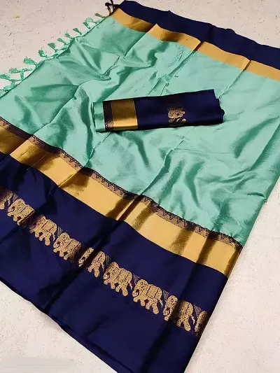 Fabulous Silk Cotton Zari Jacquard Saree with Blouse piece