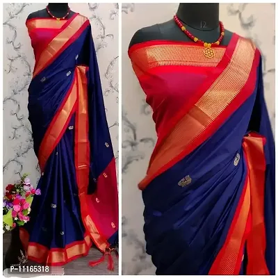 Trending cotton silk saree with blouse-thumb0