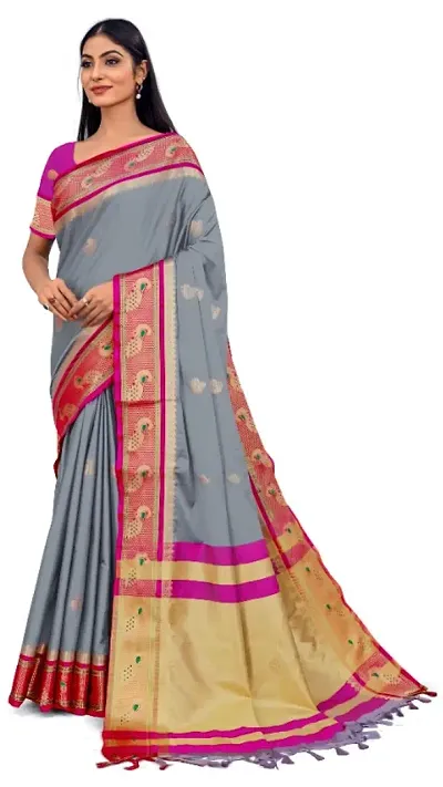 New In Cotton Silk Saree with Blouse piece 