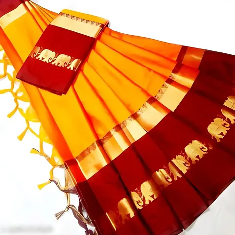 Attractive Cotton Silk Saree without Blouse piece 