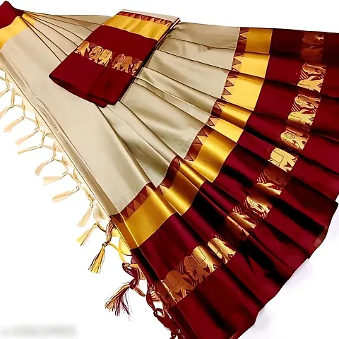 Attractive Cotton Silk Saree without Blouse piece 