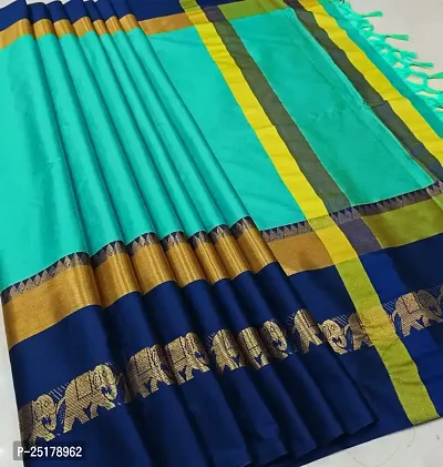 Trendy Cotton Silk Broad Border Sarees With Blouse Piece-thumb0