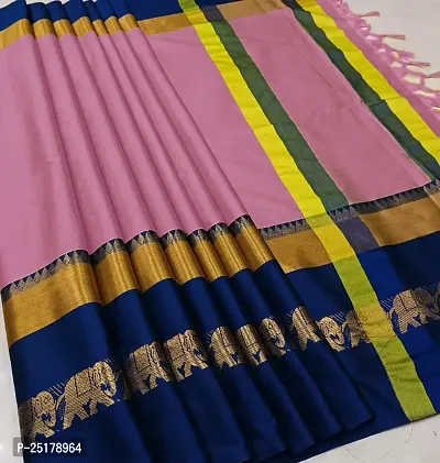 Trendy Cotton Silk Broad Border Sarees With Blouse Piece