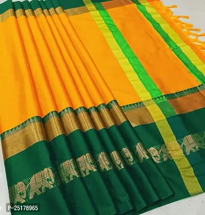 Trendy Cotton Silk Broad Border Sarees With Blouse Piece