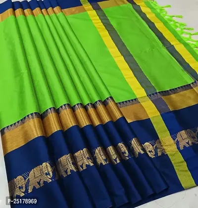 Trendy Cotton Silk Broad Border Sarees With Blouse Piece
