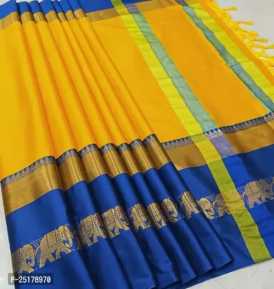 Trendy Cotton Silk Broad Border Sarees With Blouse Piece