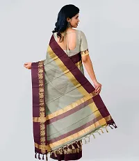 Stylish Elephant Border Cotton Silk Saree With Blouse Piece-thumb1