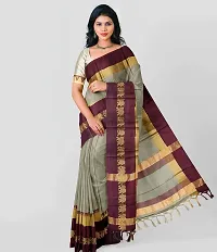 Stylish Elephant Border Cotton Silk Saree With Blouse Piece-thumb3