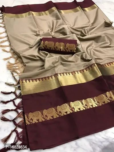 hathi elephant border cotton silk saree
