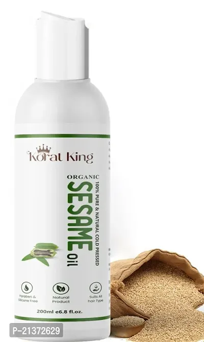 KORAT KING Pure  Natural Sesame Oil for Healthy Skin Body Massage and Hair Care, Great for Reducing Wrinkles Fine Lines200ML