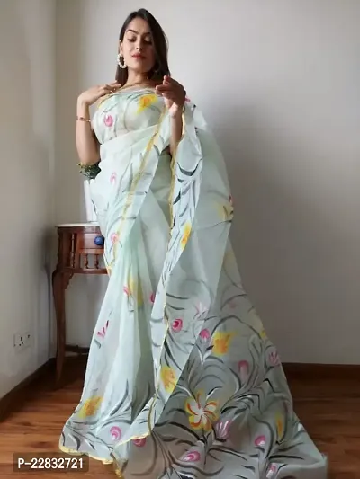 Fancy Tissue Saree with Blouse Piece for Women-thumb0