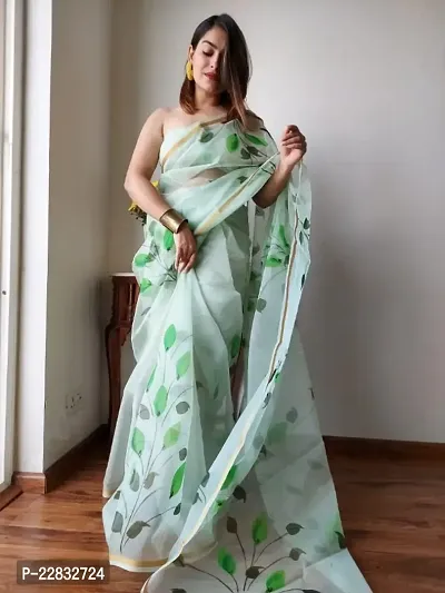 Buy Sky Blue Tissue Saree With Blouse Piece online-Karagiri