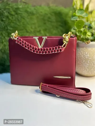 Stylish Maroon PU  Handbags For Women-thumb0