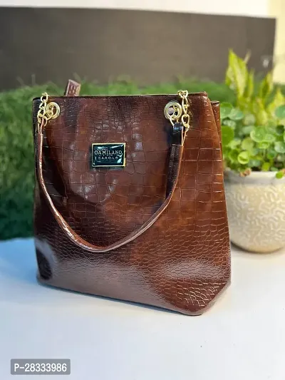 Stylish Brown PU  Handbags For Women-thumb0