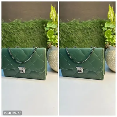 Stylish Green PU  Sling Bags For Women Pack Of 2