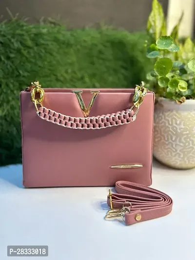 Stylish Pink PU  Handbags For Women-thumb0