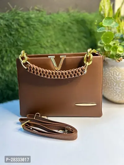 Stylish Brown PU  Handbags For Women-thumb0