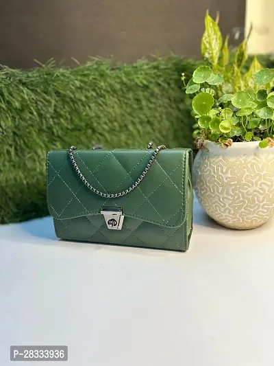 Stylish Green PU  Sling Bags For Women