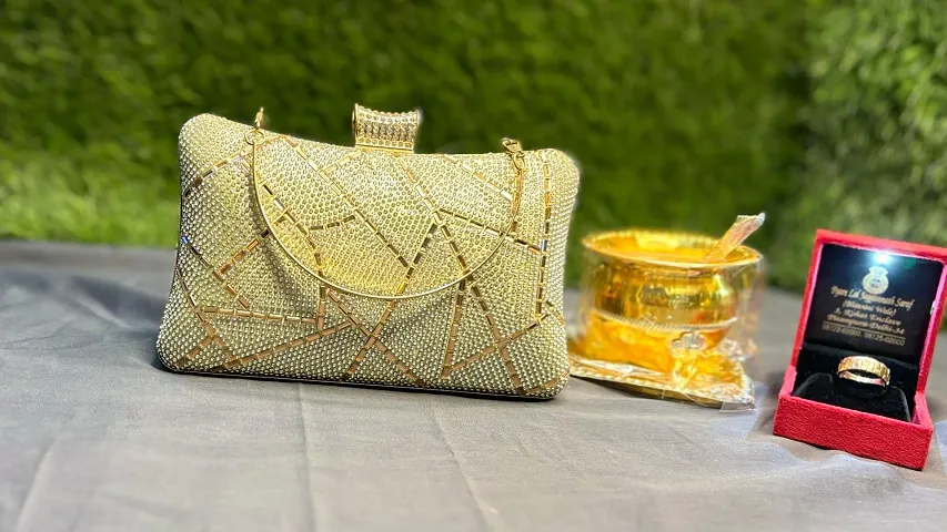 Rhinestone Embroidered Clutch Purse,