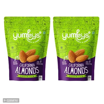 Yumleys Premium 100% Natural California Badam | Almonds | Combo Snacks 500g (2 x 250g)